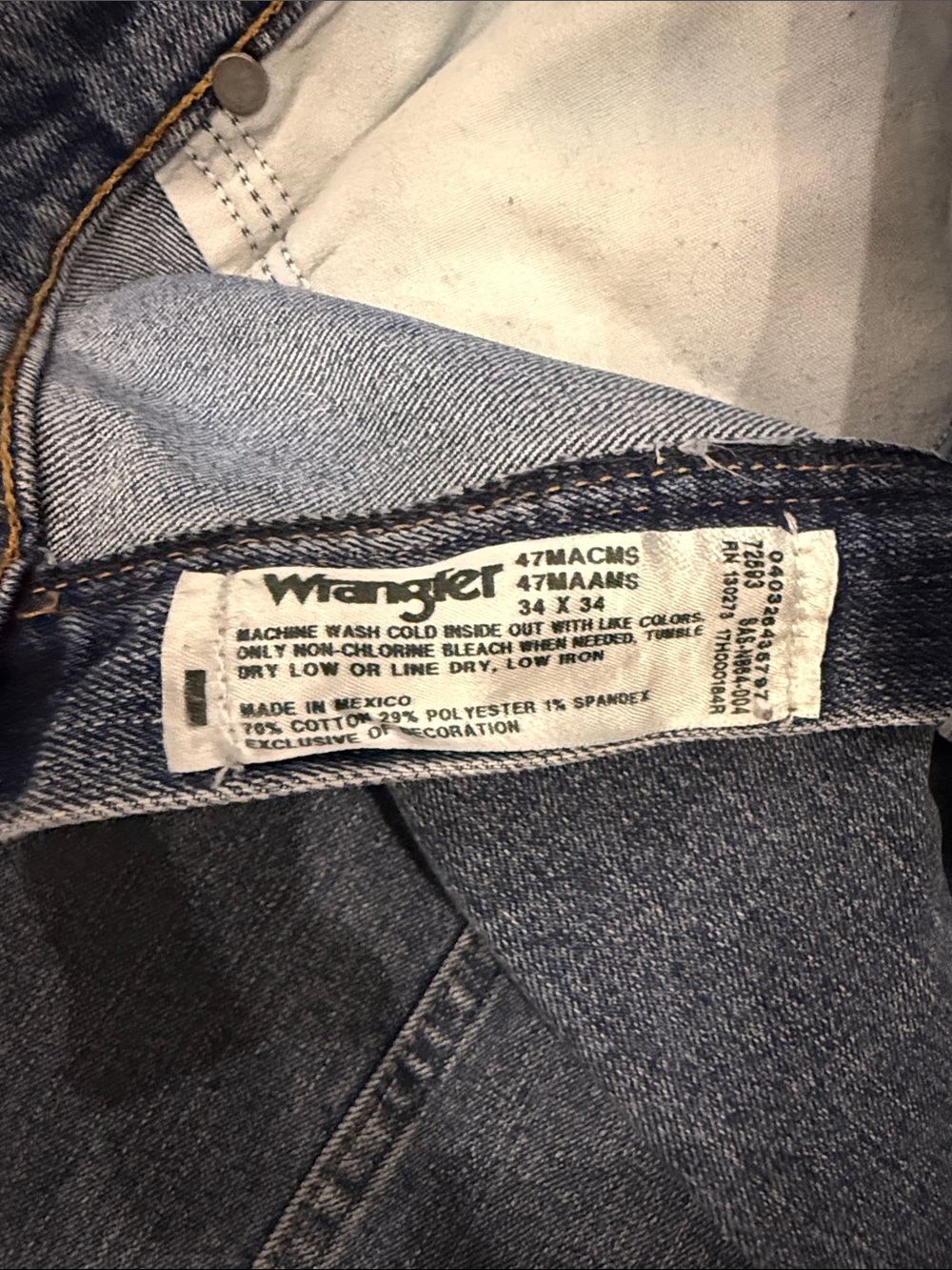 Wrangler Men’s Medium Blue Straight Jeans 47MACMS size 34x34 - Picture 2 of 9